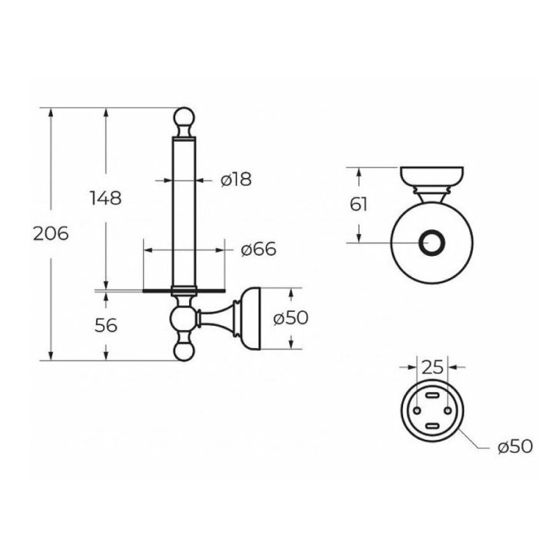 Держатель запасного рулона Cezares Aphrodite-TH042-03/24-M, золото 24 карат