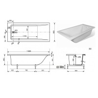 Ванна из искусственного мрамора Aquanet Bright Stone AQ-00332885, 180 x 80 см, цвет белый