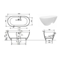 Ванна из искусственного мрамора Aquanet Family Stone AQ-00332889, 160 x 75 см, цвет белый