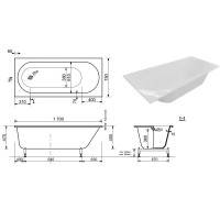Ванна из искусственного камня Aquanet Lotos Stone Slim AQ-00338575, 170 x 75 см, цвет белый