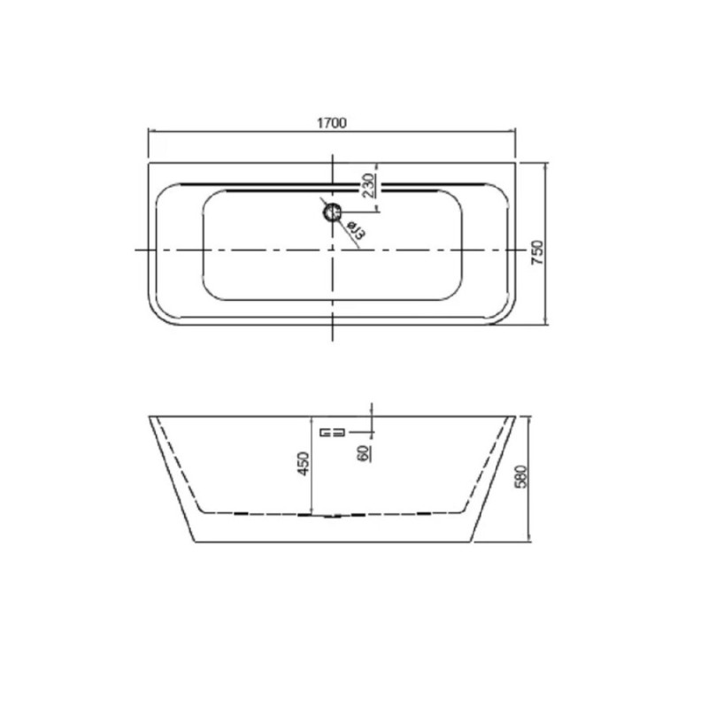 Ванна акриловая Aquatek Тера 170 x 78 см, цвет белый глянцевый, AQ-128778Wt