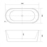 Ванна акриловая Aquatek Ово 180 x 80 см, цвет белый глянцевый, AQ-99880
