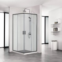 Душевой уголок Aquatek, 90 х 90 см, стекло прозрачное, профиль черный, AQ ARI KV09020BL