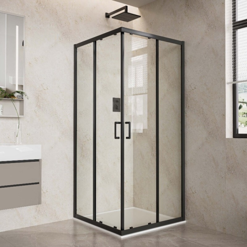 Душевой уголок Aquatek AQ.KV.090.1BL, 90 x 90 см, стекло прозрачное, профиль черный матовый