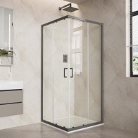 Душевой уголок Aquatek AQ.KV.100.1GM, 100 x 100 см, стекло прозрачное, профиль вороненая сталь, gunmetal