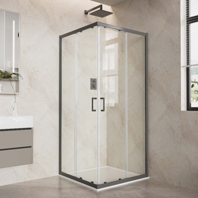 Душевой уголок Aquatek AQ.KV.100.1GM, 100 x 100 см, стекло прозрачное, профиль вороненая сталь, gunmetal
