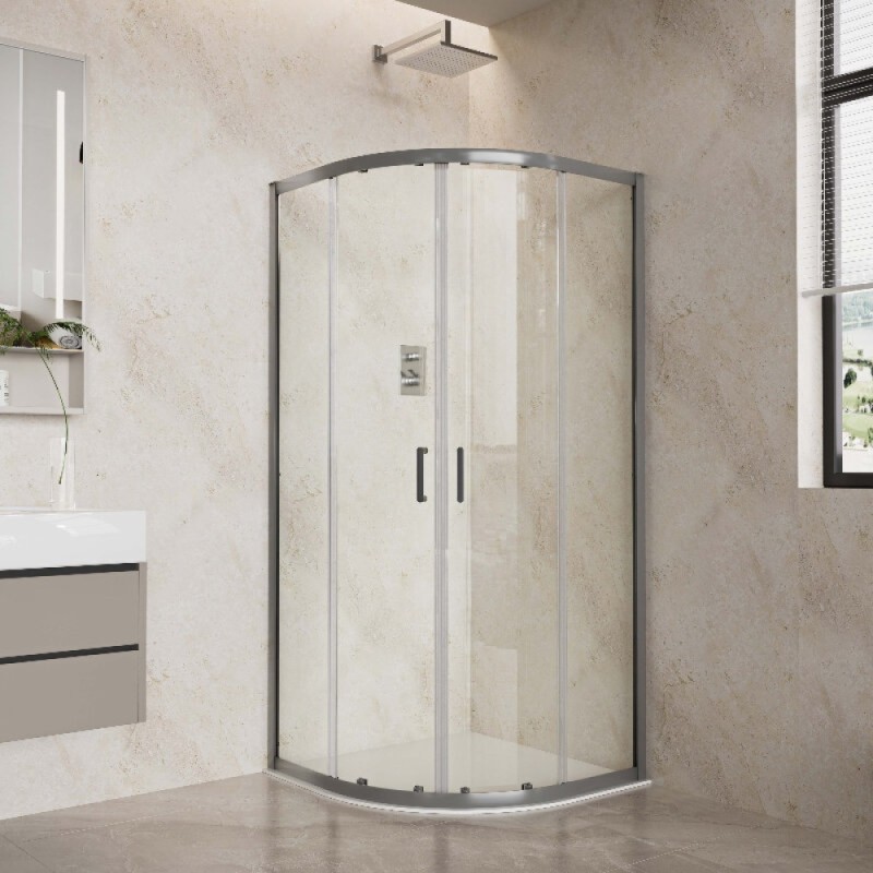 Душевой уголок Aquatek AQ.RO.090.1GM, 90 x 90 см, стекло прозрачное, профиль вороненая сталь, gunmetal