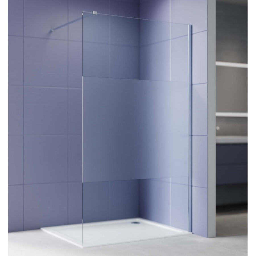 Душевая стенка Aquatek Walk in AQ.WI.090.3CH, 90 см, стекло матовая полоса, профиль хром