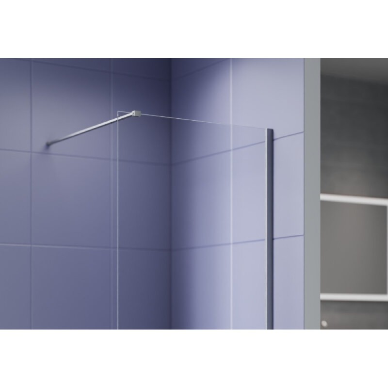 Душевая стенка Aquatek Walk in AQ.WI.100.1GM, 100 см, стекло прозрачное, профиль вороненая сталь, gunmetal