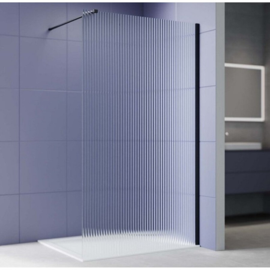 Душевая стенка Aquatek Walk in AQ.WI.100.2BL, 100 см, стекло рифленое, профиль черный матовый