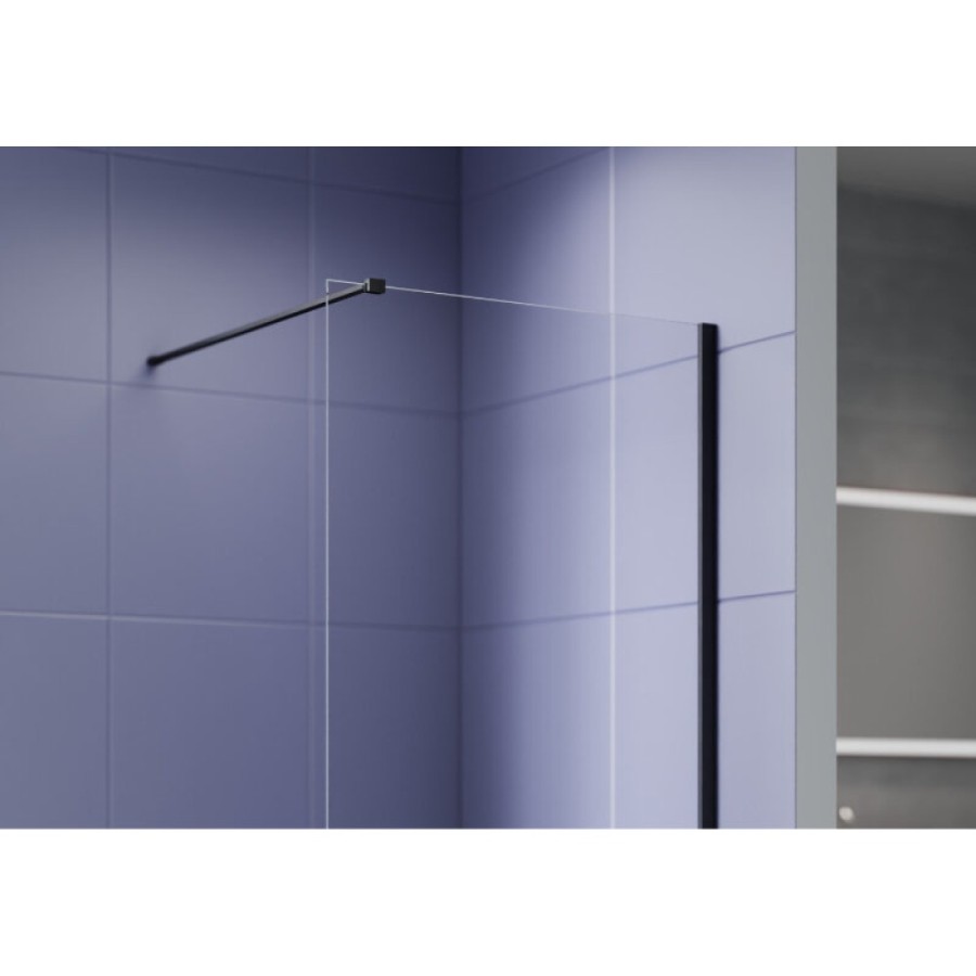 Душевая стенка Aquatek Walk in AQ.WI.140.1BL, 140 см, стекло прозрачное, профиль черный матовый