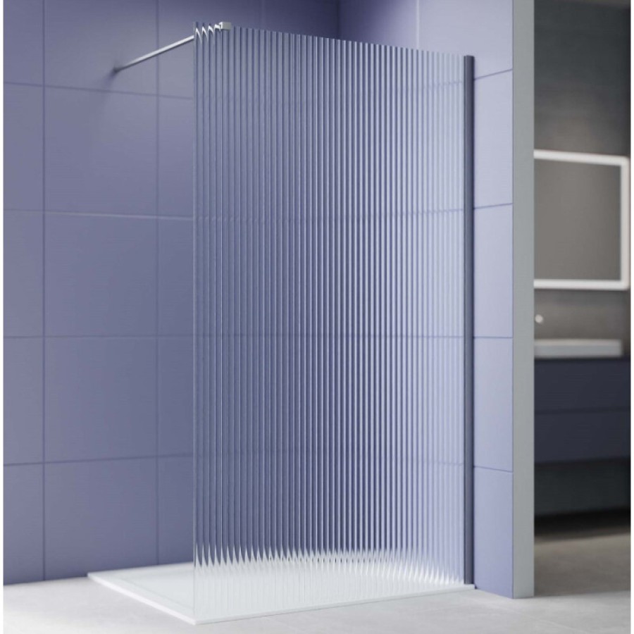 Душевая стенка Aquatek Walk in AQ.WI.140.2GM, 140 см, стекло рифленое, профиль вороненая сталь, gunmetal