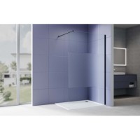 Душевая стенка Aquatek Walk in AQ.WI.140.3BL, 140 см, стекло матовая полоса, профиль черный матовый