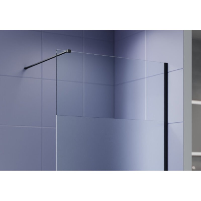 Душевая стенка Aquatek Walk in AQ.WI.140.3BL, 140 см, стекло матовая полоса, профиль черный матовый