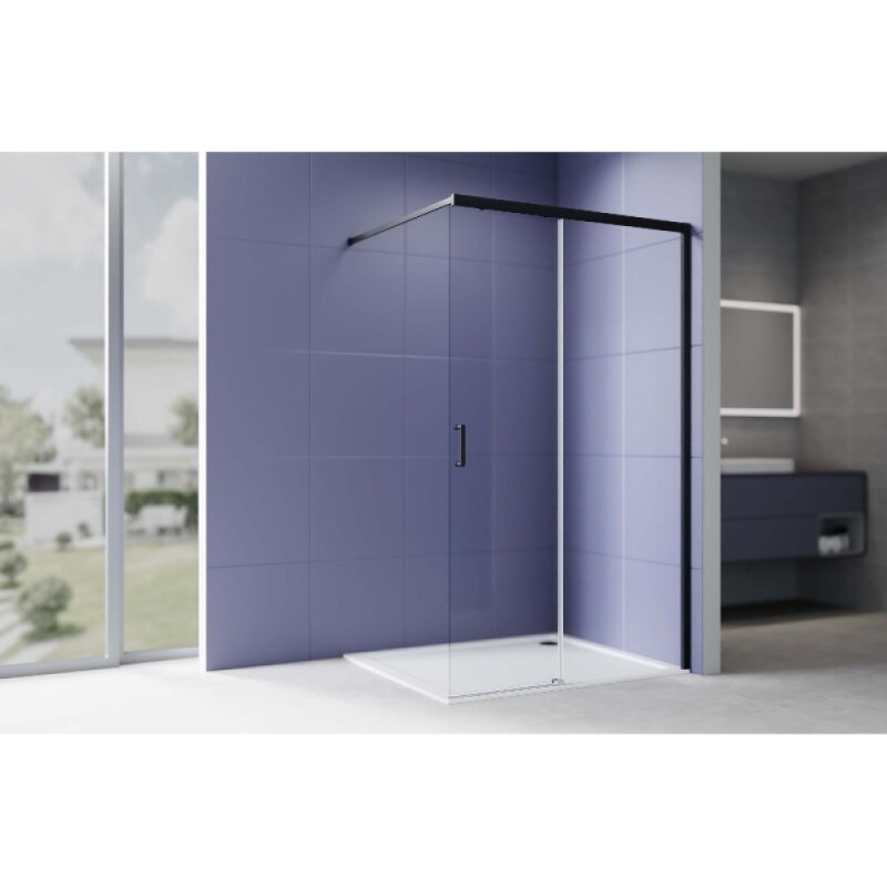 Душевая стенка Aquatek Walk in AQ.WISL.120.1BL, 120 см, стекло прозрачное, профиль черный матовый