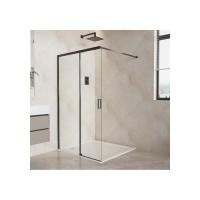 Душевая стенка Aquatek Walk in AQ.WISL.120.1BL, 120 см, стекло прозрачное, профиль черный матовый