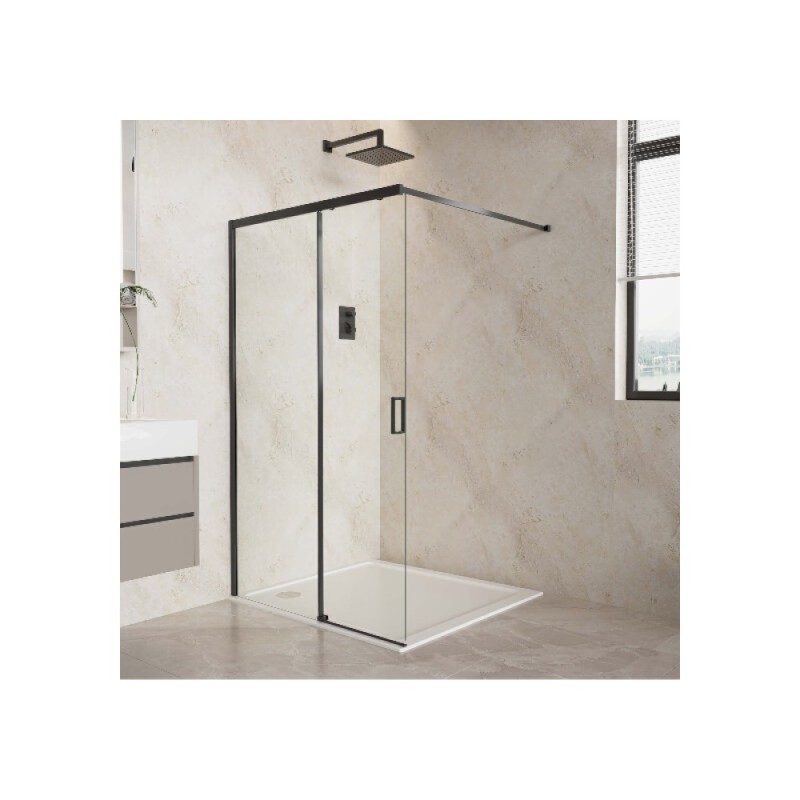 Душевая стенка Aquatek Walk in AQ.WISL.120.1BL, 120 см, стекло прозрачное, профиль черный матовый