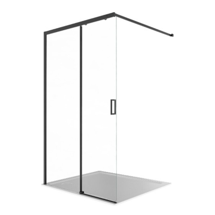 Душевая стенка Aquatek Walk in AQ.WISL.120.1BL, 120 см, стекло прозрачное, профиль черный матовый