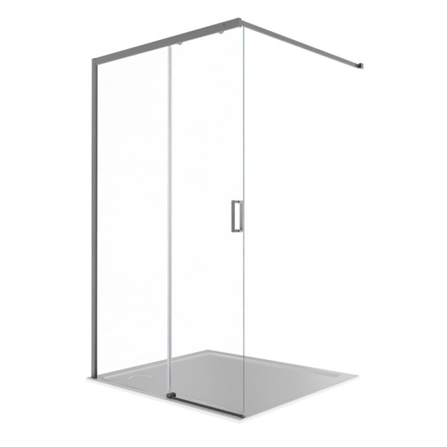 Душевая стенка Aquatek Walk in AQ.WISL.120.1GM, 120 см, стекло прозрачное, профиль вороненая сталь, gunmetal