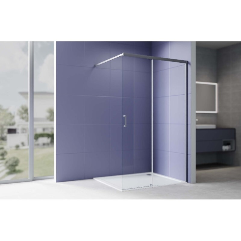 Душевая стенка Aquatek Walk in AQ.WISL.120.1GM, 120 см, стекло прозрачное, профиль вороненая сталь, gunmetal