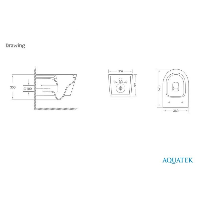 Унитаз подвесной Aquatek Таурус AQ1580T-00, безободковый, сиденье микролифт, белый