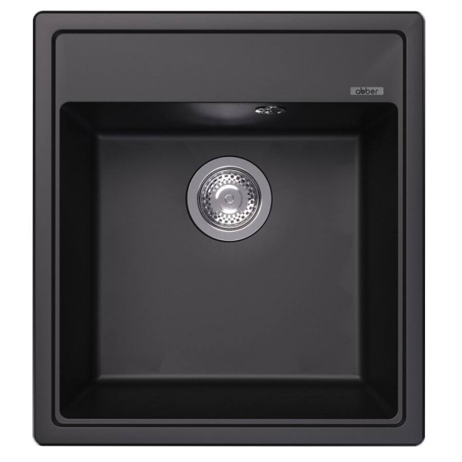 Кухонная мойка Abber Quarz AQ2901B, 46 см, кварцевый композит, черный матовый
