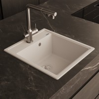 Кухонная мойка Abber Quarz AQ2901W, 46 см, кварцевый композит, белый матовый