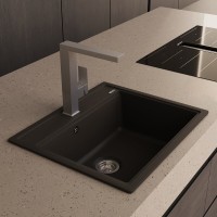 Кухонная мойка Abber Quarz AQ2902B, 60 см, кварцевый композит, черный матовый