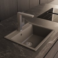 Кухонная мойка Abber Quarz AQ2902G, 60 см, кварцевый композит, серый