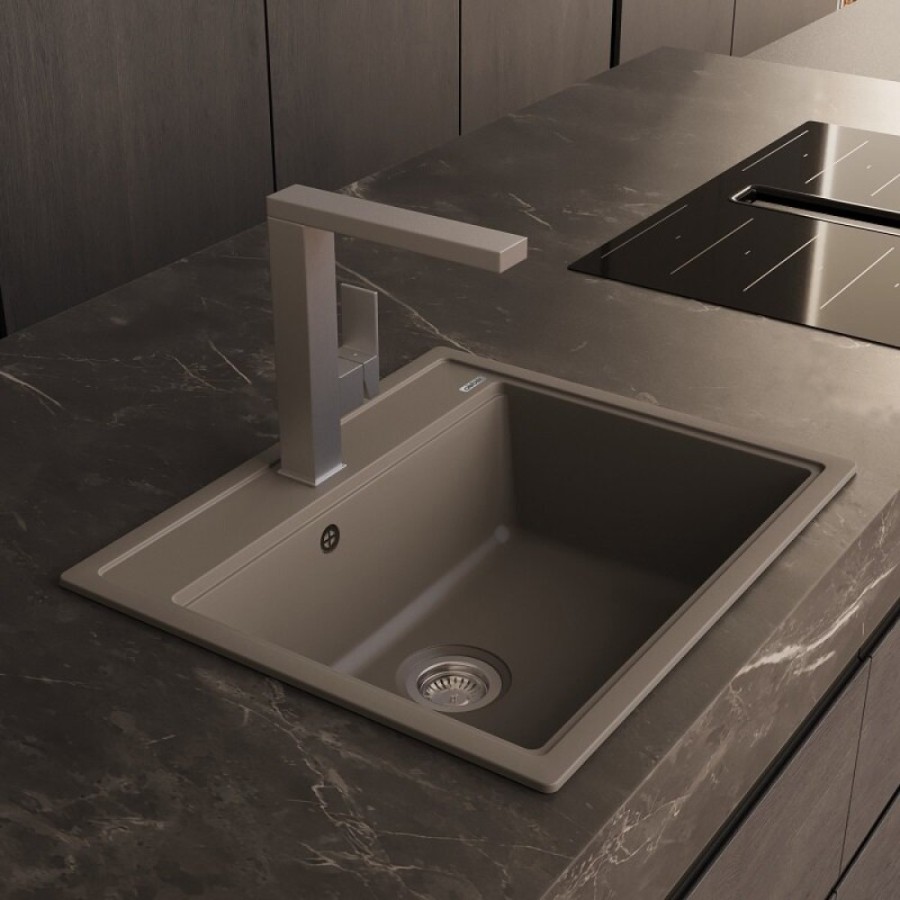 Кухонная мойка Abber Quarz AQ2902G, 60 см, кварцевый композит, серый