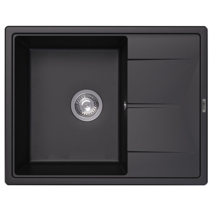 Кухонная мойка Abber Quarz AQ2903B, 65 см, кварцевый композит, крыло справа, черный матовый