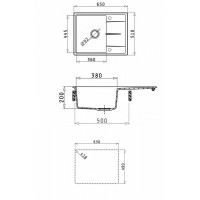 Кухонная мойка Abber Quarz AQ2903G, 65 см, кварцевый композит, крыло справа, серый