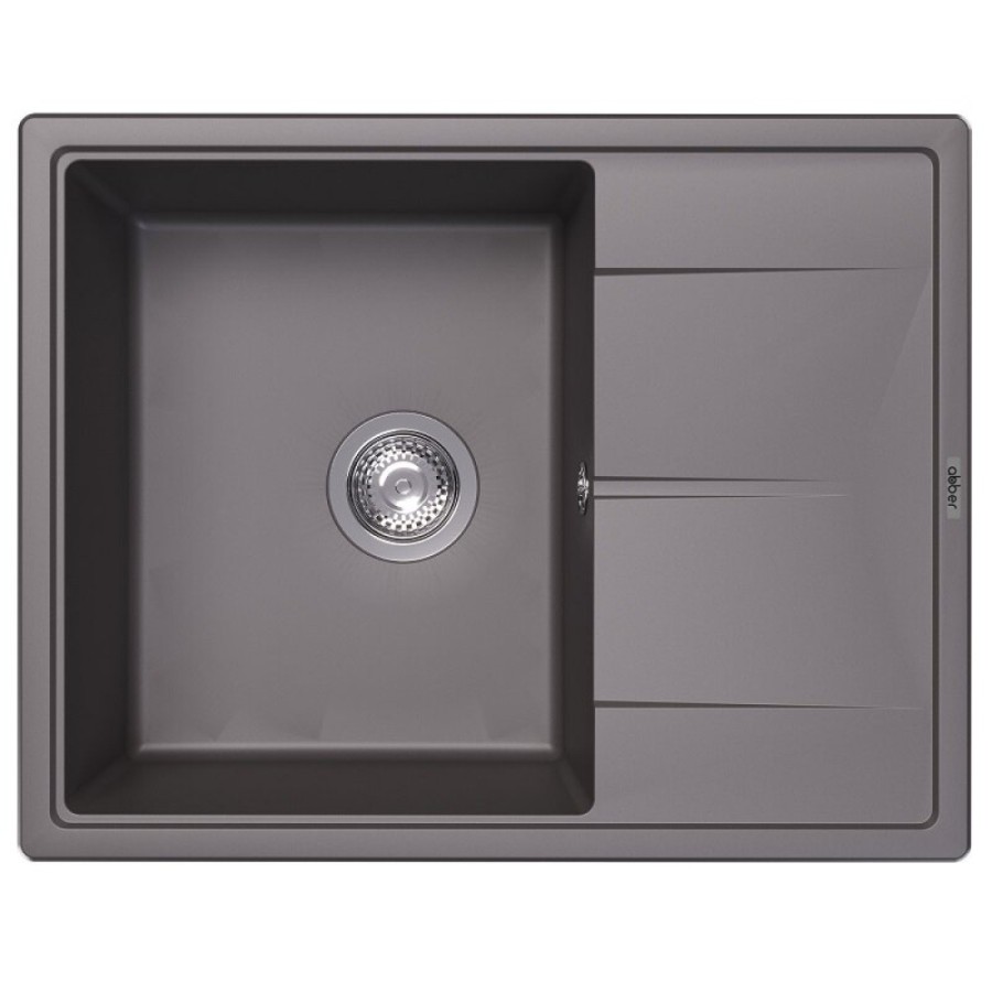Кухонная мойка Abber Quarz AQ2903G, 65 см, кварцевый композит, крыло справа, серый