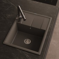 Кухонная мойка Abber Quarz AQ2903G, 65 см, кварцевый композит, крыло справа, серый