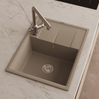 Кухонная мойка Abber Quarz AQ2903S, 65 см, кварцевый композит, крыло справа, песочный