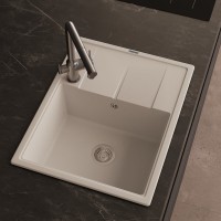 Кухонная мойка Abber Quarz AQ2903W, 65 см, кварцевый композит, крыло справа, белый матовый