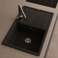 Кухонная мойка Abber Quarz AQ2904B, 78 см, кварцевый композит, крыло справа, черный матовый