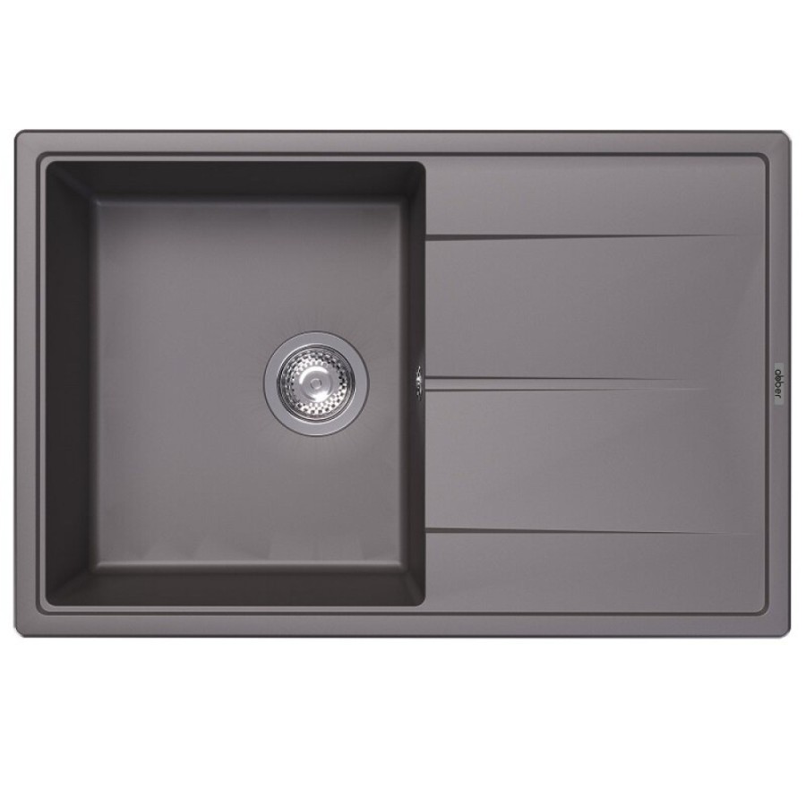 Кухонная мойка Abber Quarz AQ2904G, 78 см, кварцевый композит, крыло справа, серый
