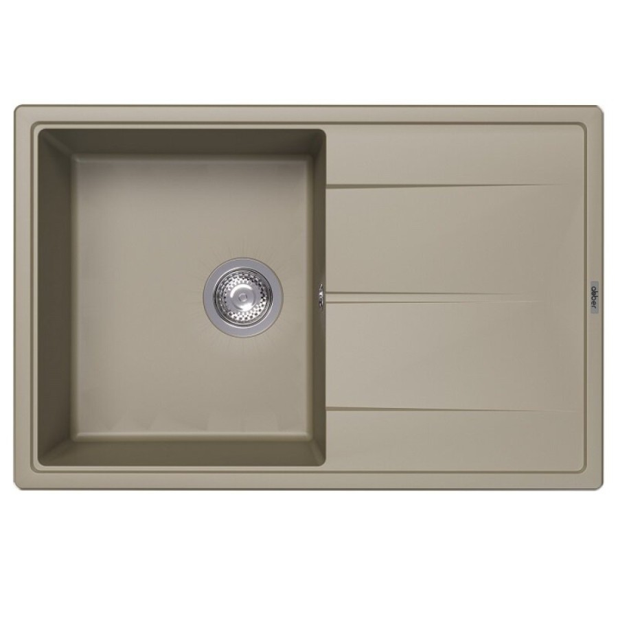 Кухонная мойка Abber Quarz AQ2904S, 78 см, кварцевый композит, крыло справа, песочный