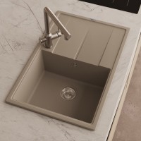 Кухонная мойка Abber Quarz AQ2904S, 78 см, кварцевый композит, крыло справа, песочный