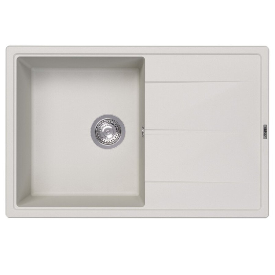Кухонная мойка Abber Quarz AQ2904W, 78 см, кварцевый композит, крыло справа, белый матовый