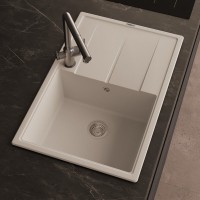 Кухонная мойка Abber Quarz AQ2904W, 78 см, кварцевый композит, крыло справа, белый матовый