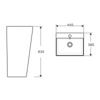 Раковина Aquatek Optima Square AQ4401-00, 44 см, фарфор, напольная, белый