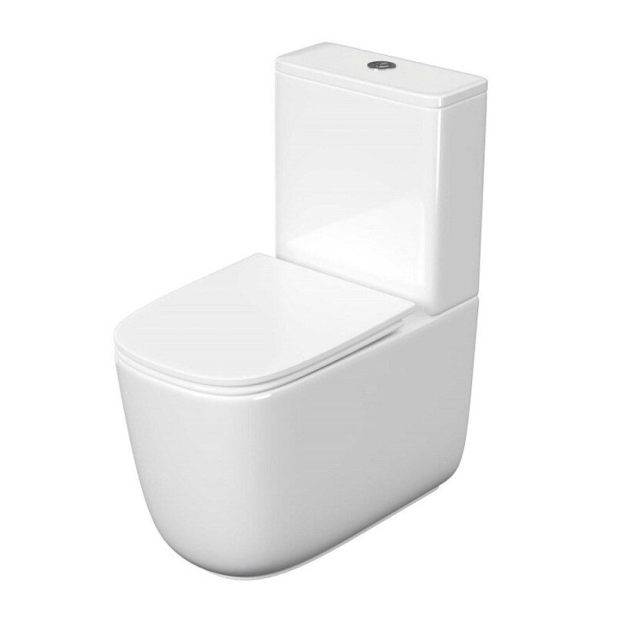 Напольный унитаз Aquatek Optima Plus Square AQ4451-00, безободковый, смыв торнадо, сиденье микролифт, белый