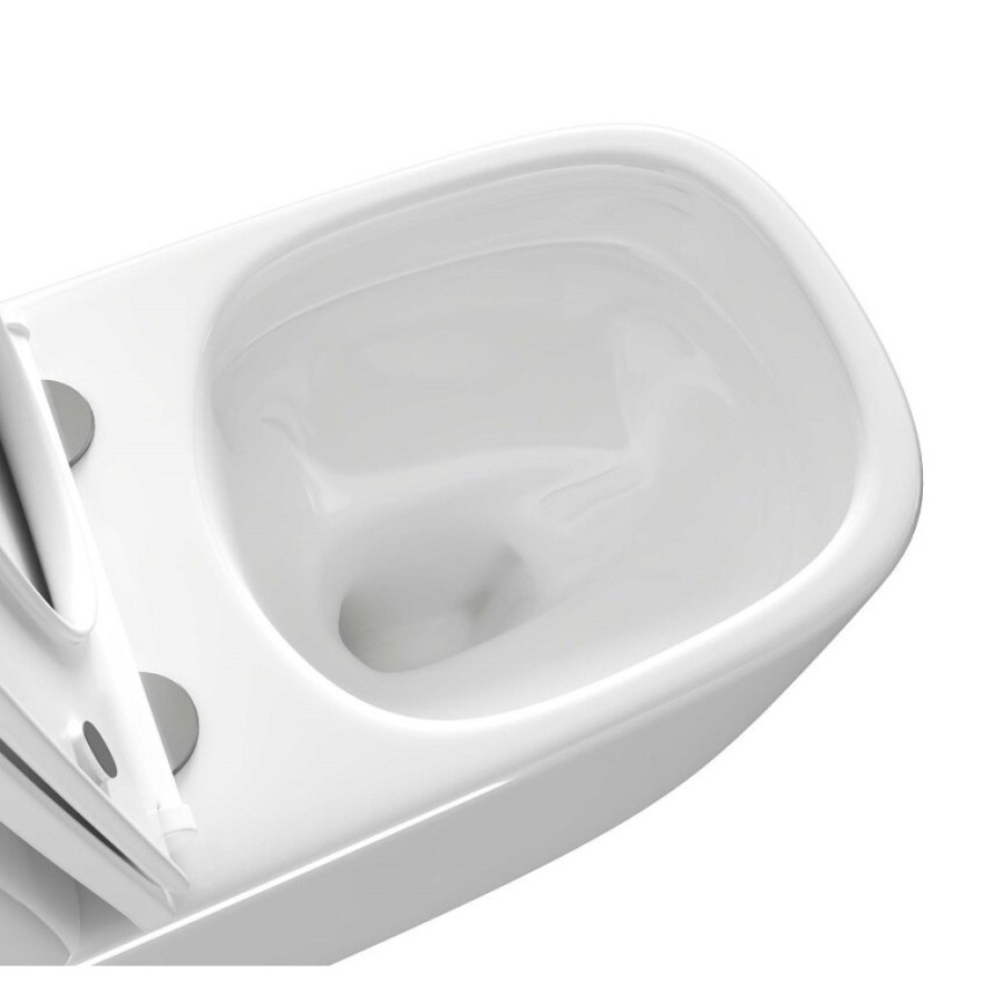 Напольный унитаз Aquatek Optima Plus Square AQ4451-00, безободковый, смыв торнадо, сиденье микролифт, белый