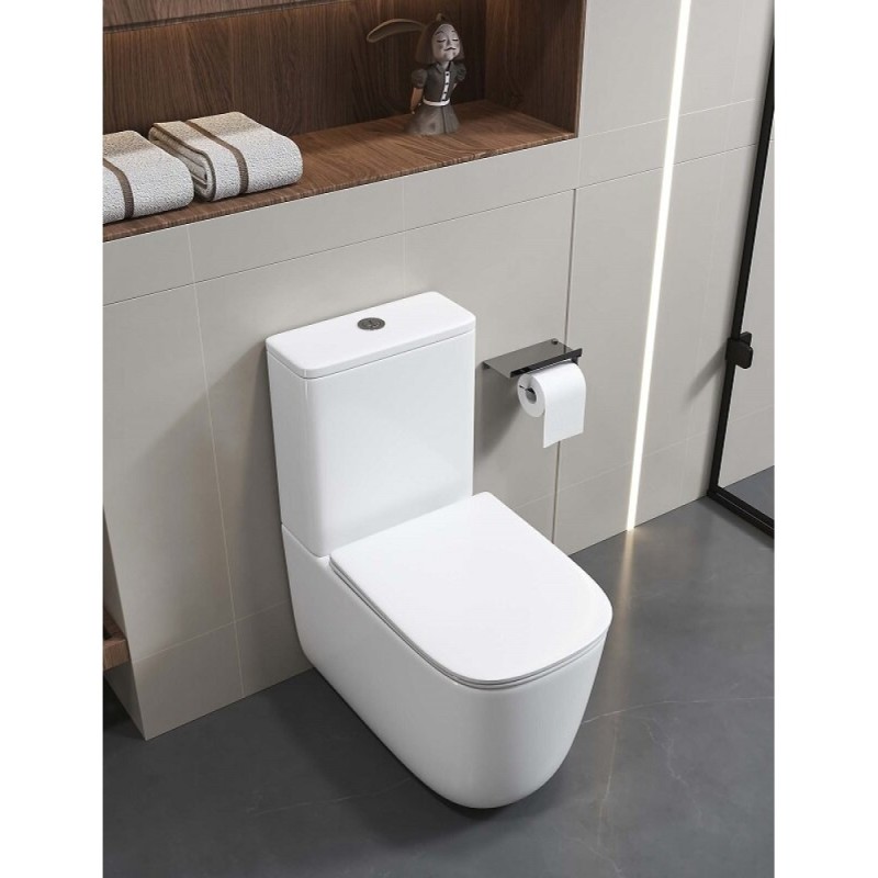 Напольный унитаз Aquatek Optima Plus Square AQ4451-00, безободковый, смыв торнадо, сиденье микролифт, белый