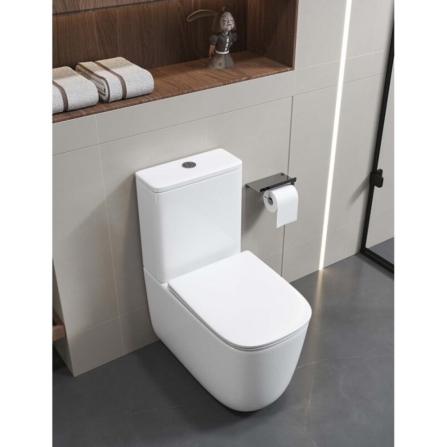 Напольный унитаз Aquatek Optima Plus Square AQ4451-00, безободковый, смыв торнадо, сиденье микролифт, белый