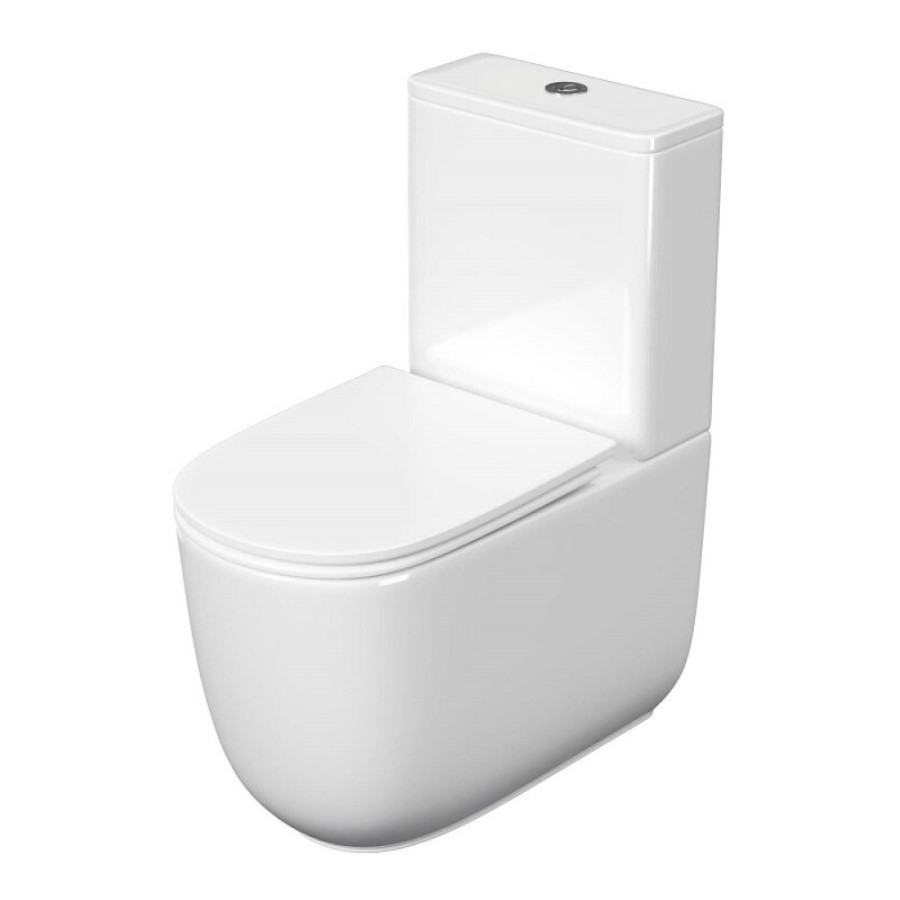 Напольный унитаз Aquatek Optima Plus AQ4452-00, безободковый, смыв торнадо, сиденье микролифт, белый