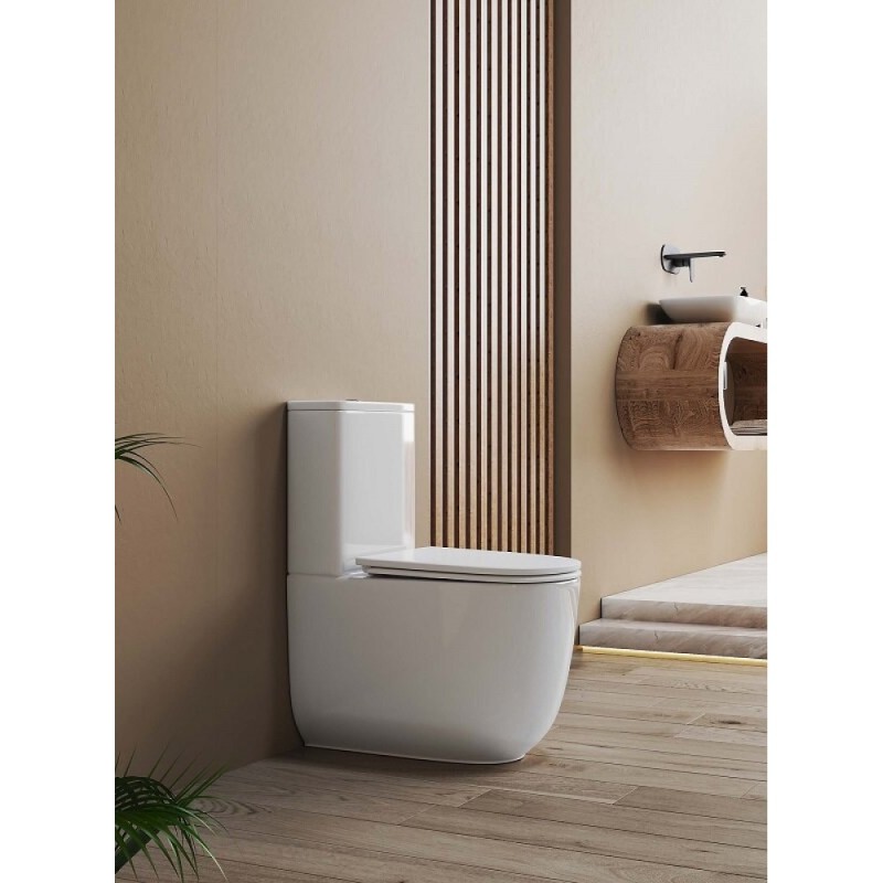 Напольный унитаз Aquatek Optima Plus AQ4452-00, безободковый, смыв торнадо, сиденье микролифт, белый
