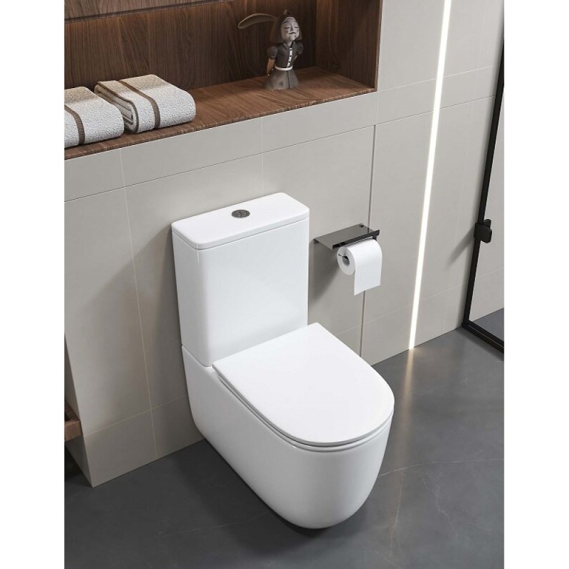 Напольный унитаз Aquatek Optima Plus AQ4452-00, безободковый, смыв торнадо, сиденье микролифт, белый